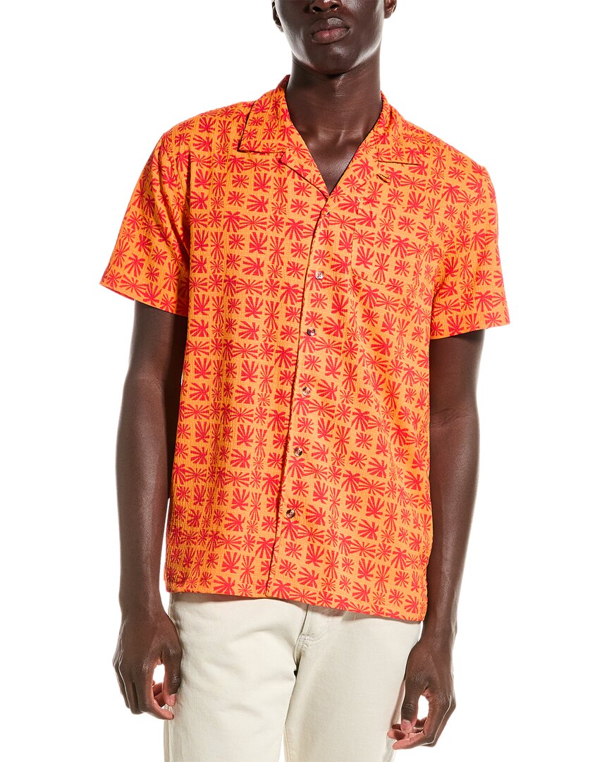 Sovereign Code Lantern Camp Collar Button-down Shirt In Orange