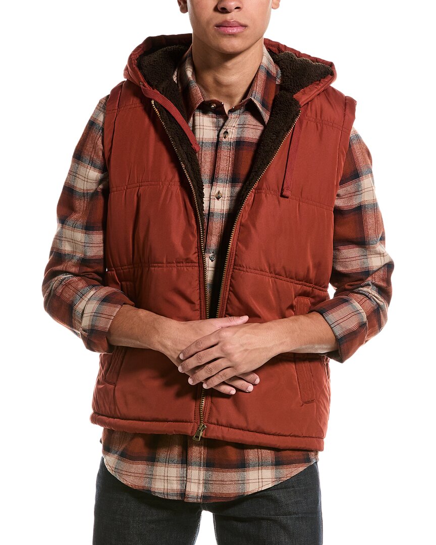 Weatherproof Vintage Sherpa-lined Hooded Puffer Vest In Red