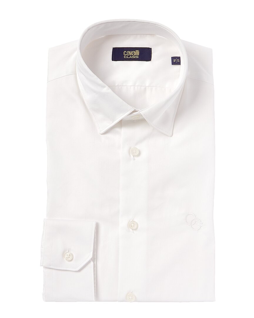 Shop Cavalli Class Slim Fit Dress Shirt In White