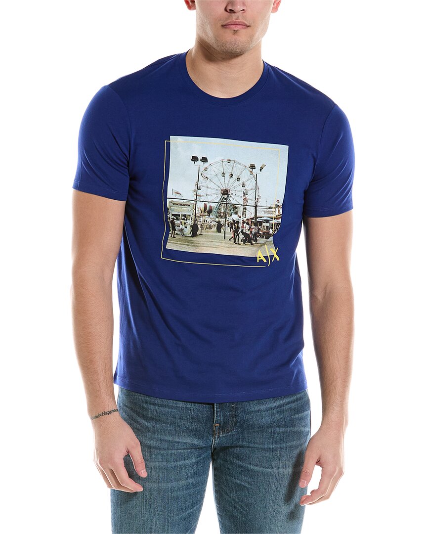 Shop Armani Exchange Graphic Regular Fit T-shirt In Blue