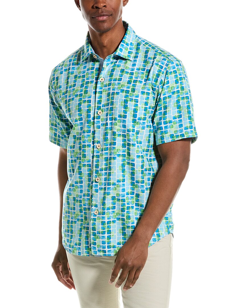 Tommy Bahama Tide Pool Tiles Silk-blend Shirt In Blue