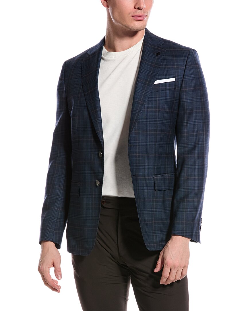 Pre-owned Hugo Boss Boss  Slim Fit Wool Sport Jacket Men's In Blue