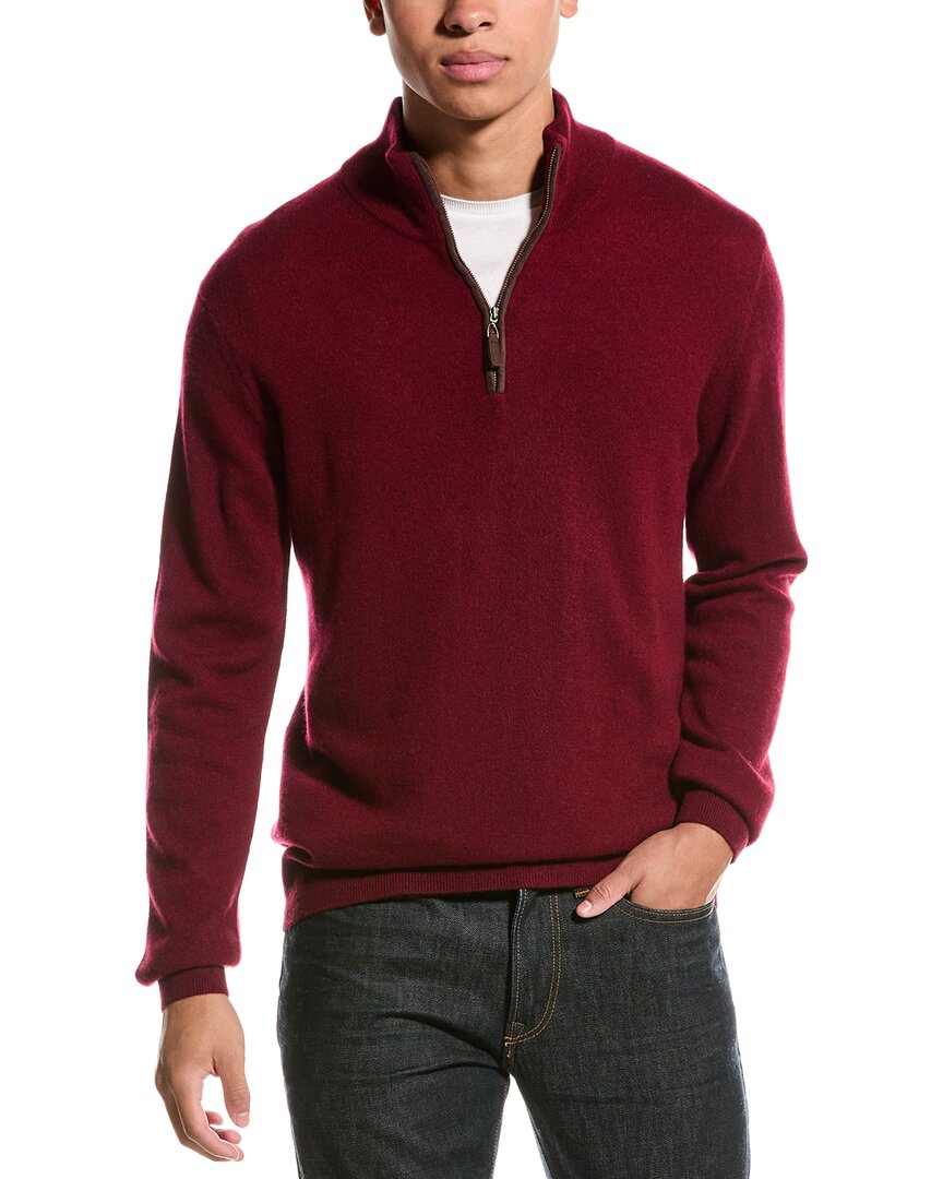 Shop Magaschoni Cashmere 1/4-zip Mock Neck Sweater In Red