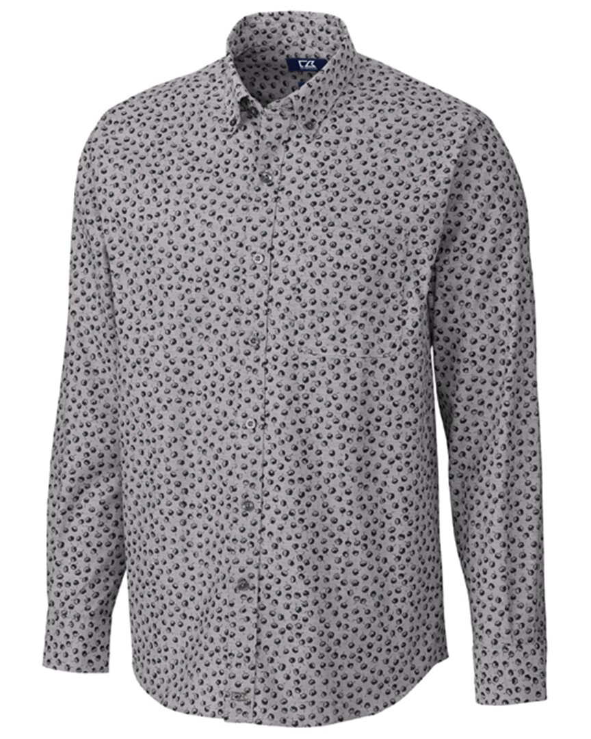 Cutter & Buck Anchor Oxford Tossed Print Shirt In Black