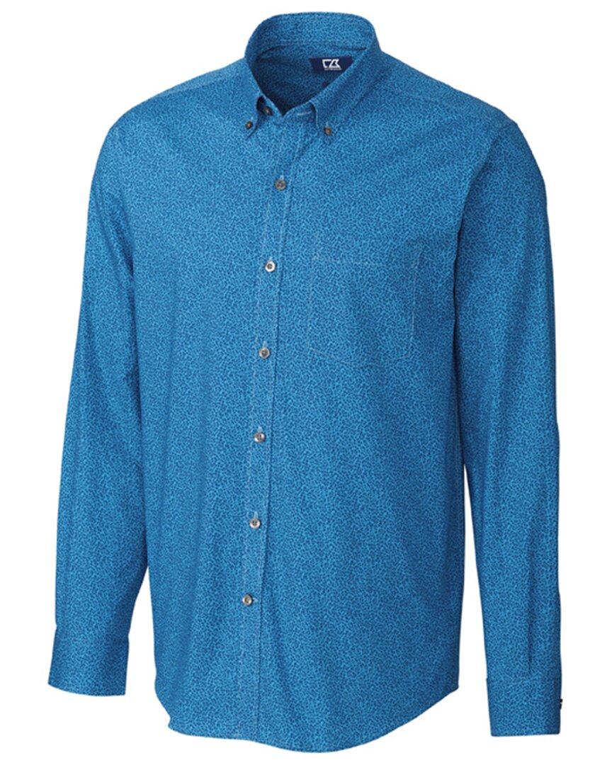Cutter & Buck Strive Leaf Print Shirt In Blue