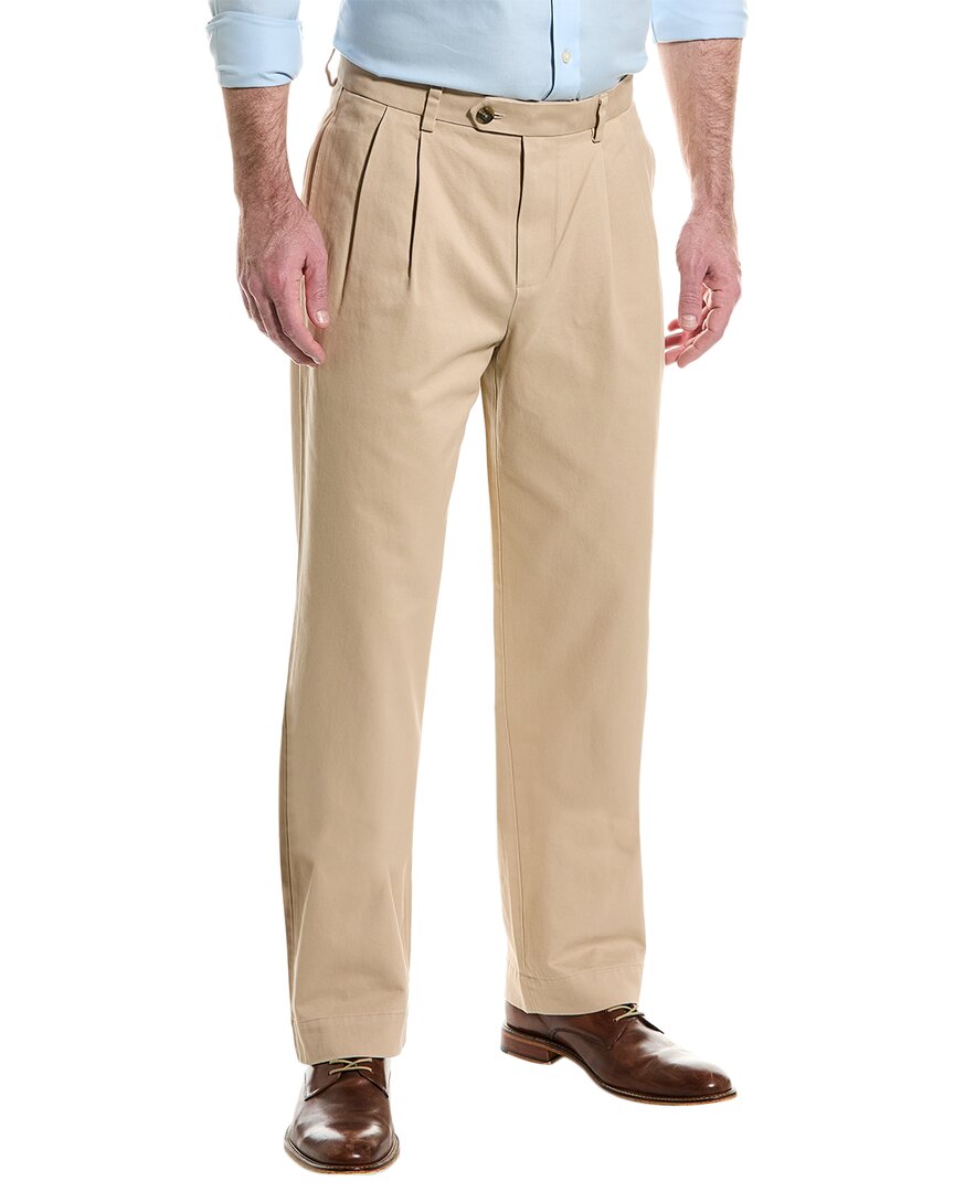 Shop Brooks Brothers Pleated Chino In Beige