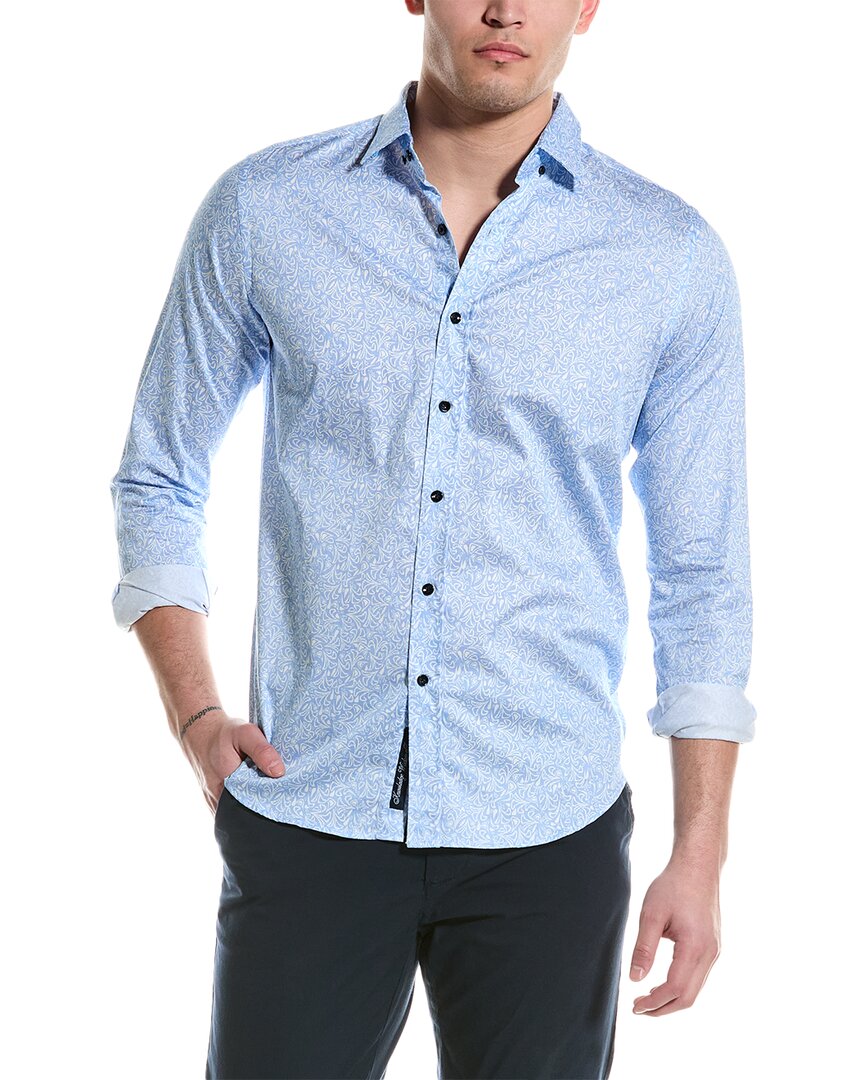 Shop Robert Graham Moretti Tailored Fit Woven Shirt In Blue