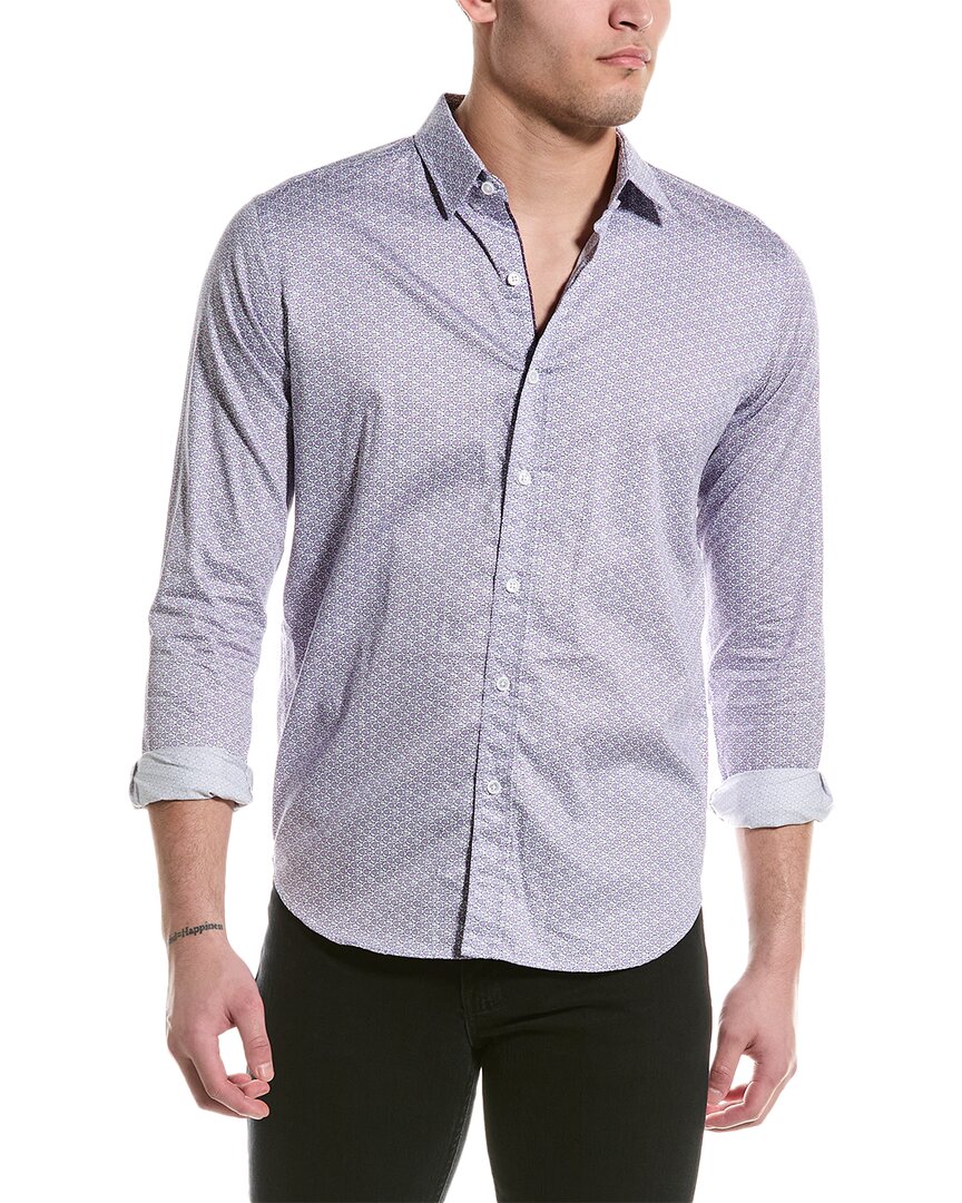 Shop Robert Graham Colton Tailored Fit Woven Shirt In Purple