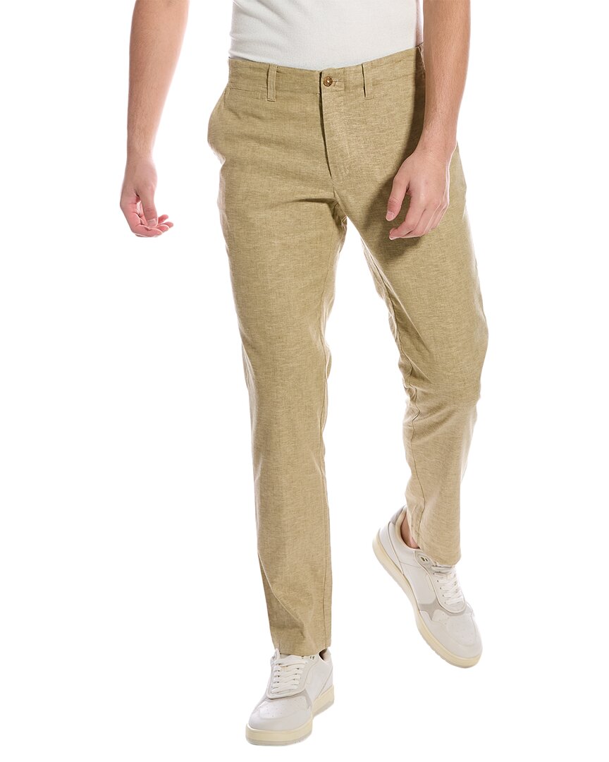 Shop J.mclaughlin Solid Curtis Linen-blend Pant In Brown
