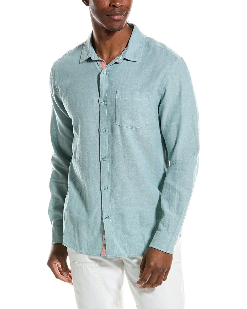 Vintage Summer Linen-blend Shirt In Blue