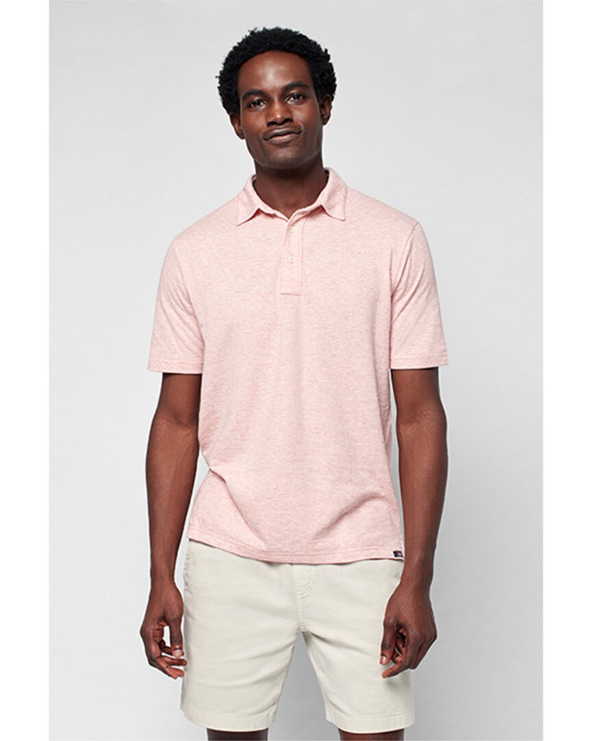 Faherty Cloud Stripe Polo Shirt In Pink