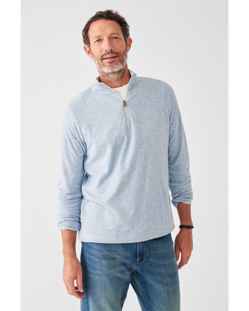 Shop Faherty Cloud 1/4-zip Pullover In Blue