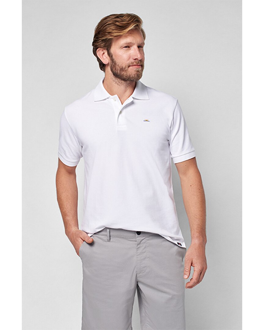 Shop Faherty Pique Polo Shirt In White