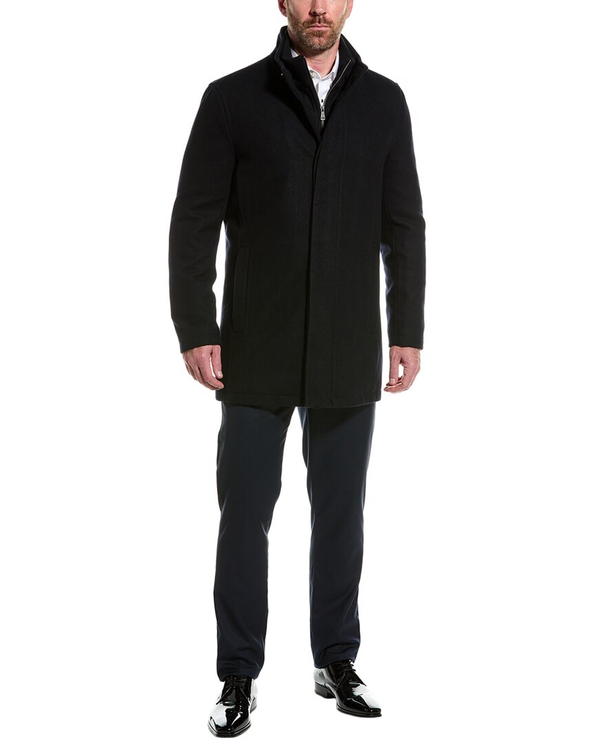 Cole Haan Signature Wool-blend Car Coat In Black