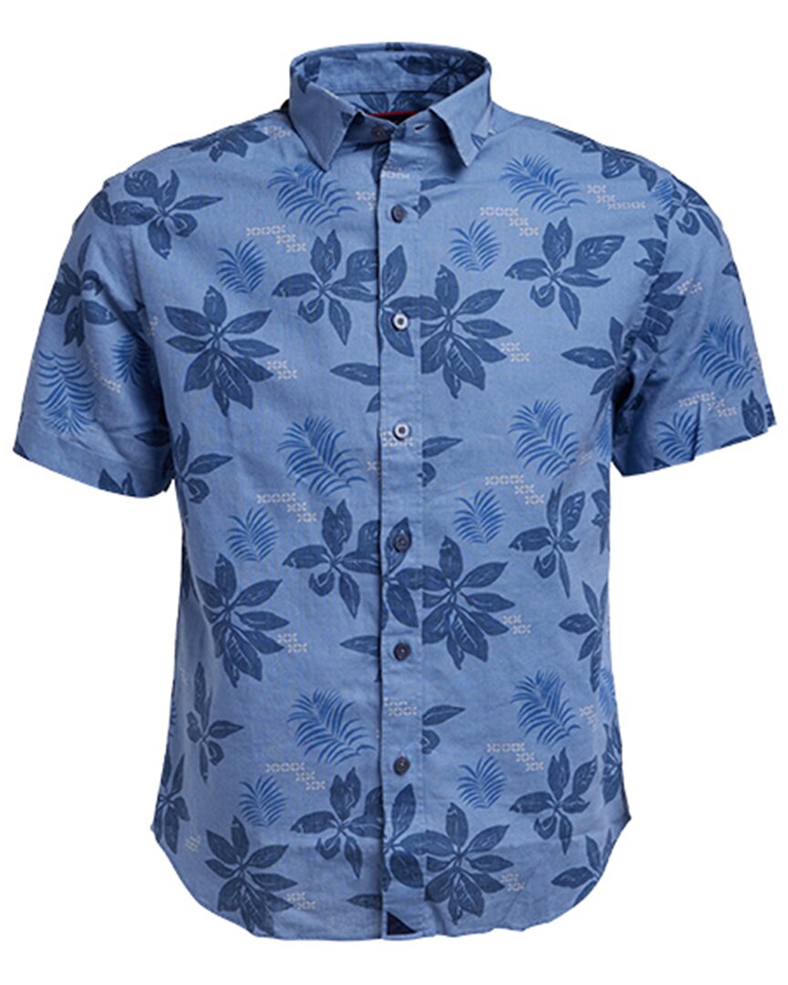 Shop Untuckit Classic Bairrada Linen-blend Shirt In Blue