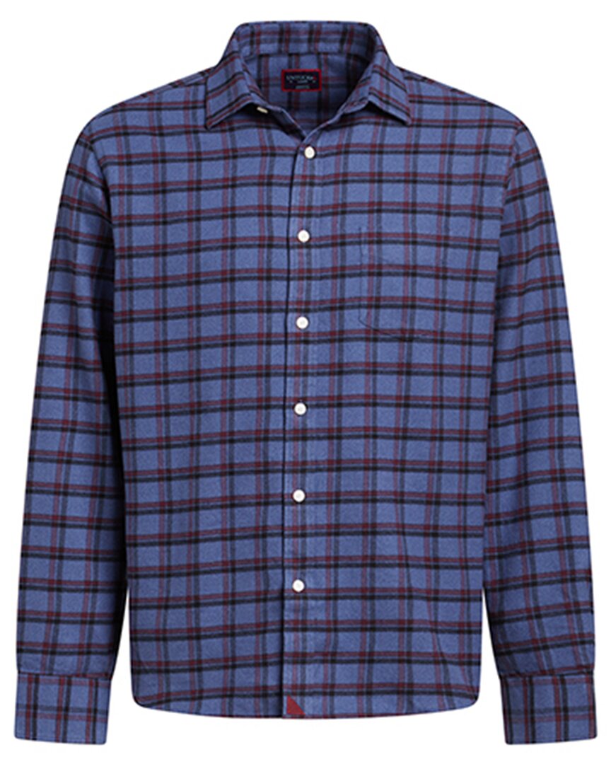 Shop Untuckit Slim Fit Flannel Scavino Shirt In Blue