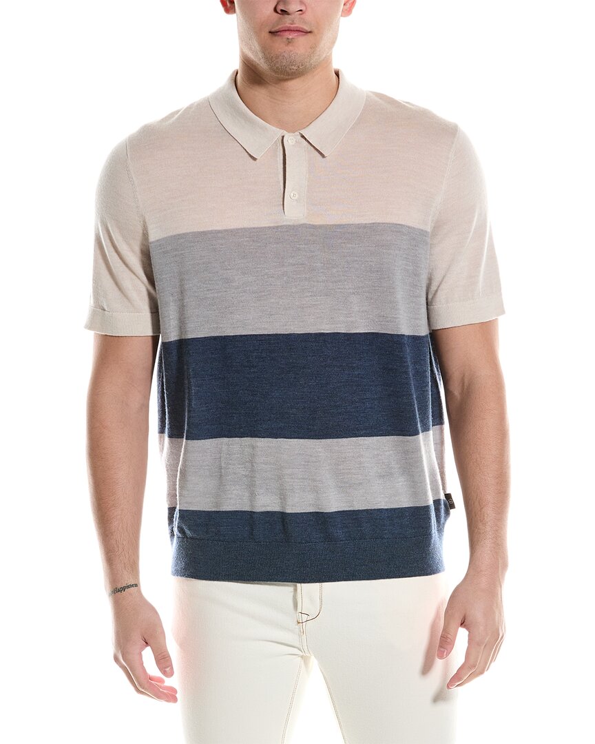 Shop Ted Baker Cove Multi Striped Wool Polo Shirt In Beige
