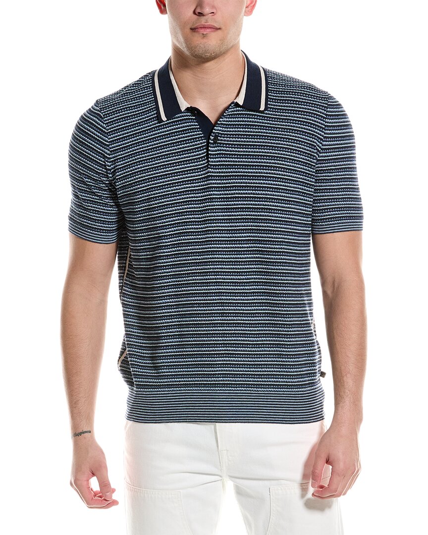 Ted Baker Radwint Textured Striped Polo Shirt In Blue