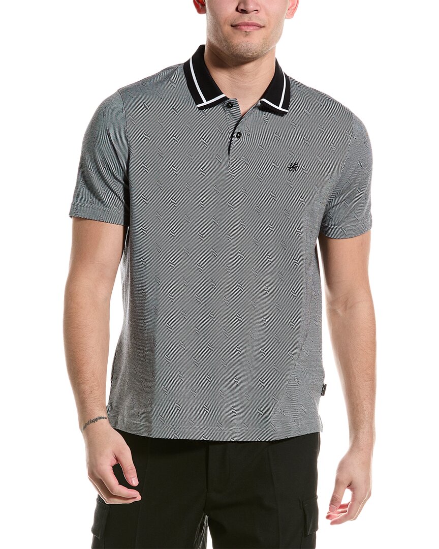 Shop Ted Baker Ginald Herringbone Stitch Regular Fit Polo Shirt In Black