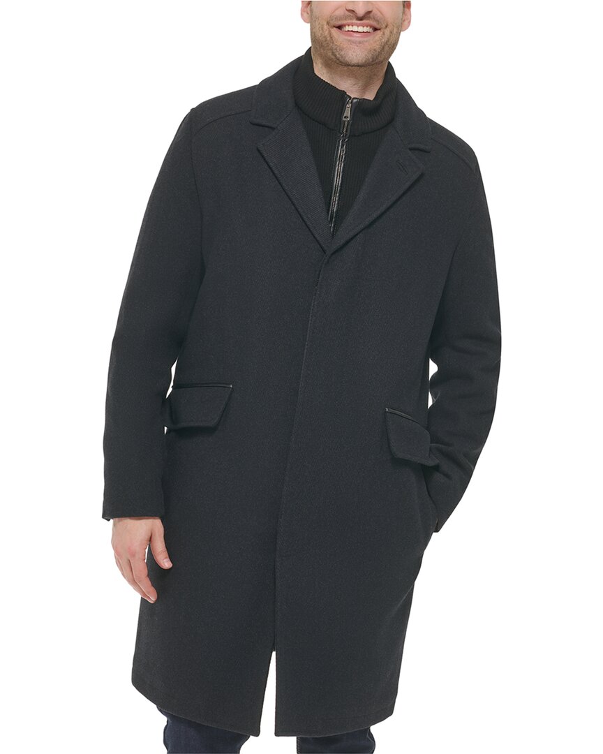 Cole Haan Signature Wool-blend Twill Coat In Grey