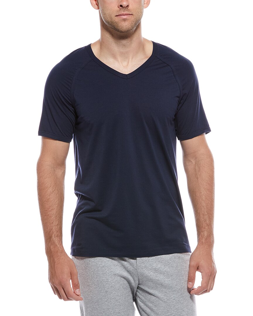 Hanro Cotton Superior V-neck T-shirt In Blue