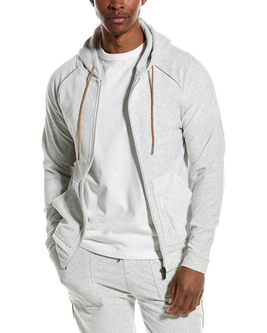 Shop Hugo Boss Ribbed Hooded Jacket In White