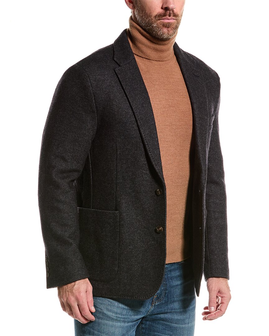 Bruno Magli Double-face Unlined Wool-blend Blazer In Grey
