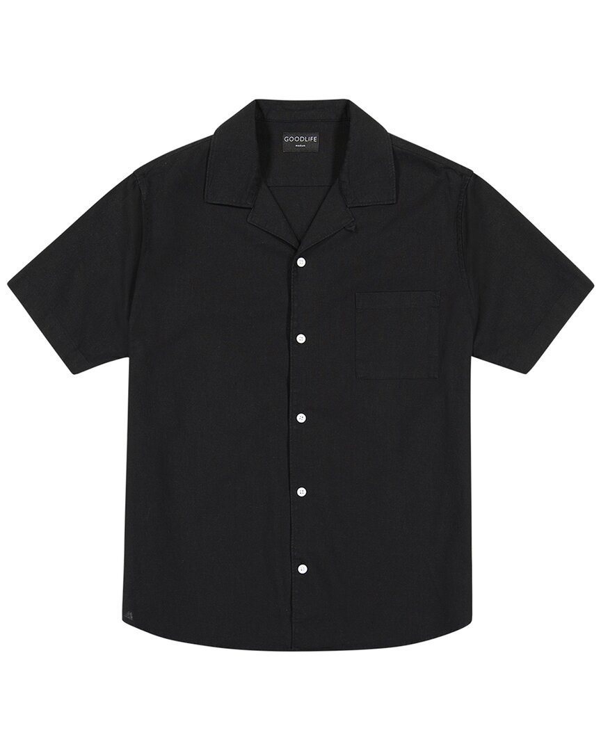 Goodlife Clothing Camp Collar Linen-blend Shirt In Black