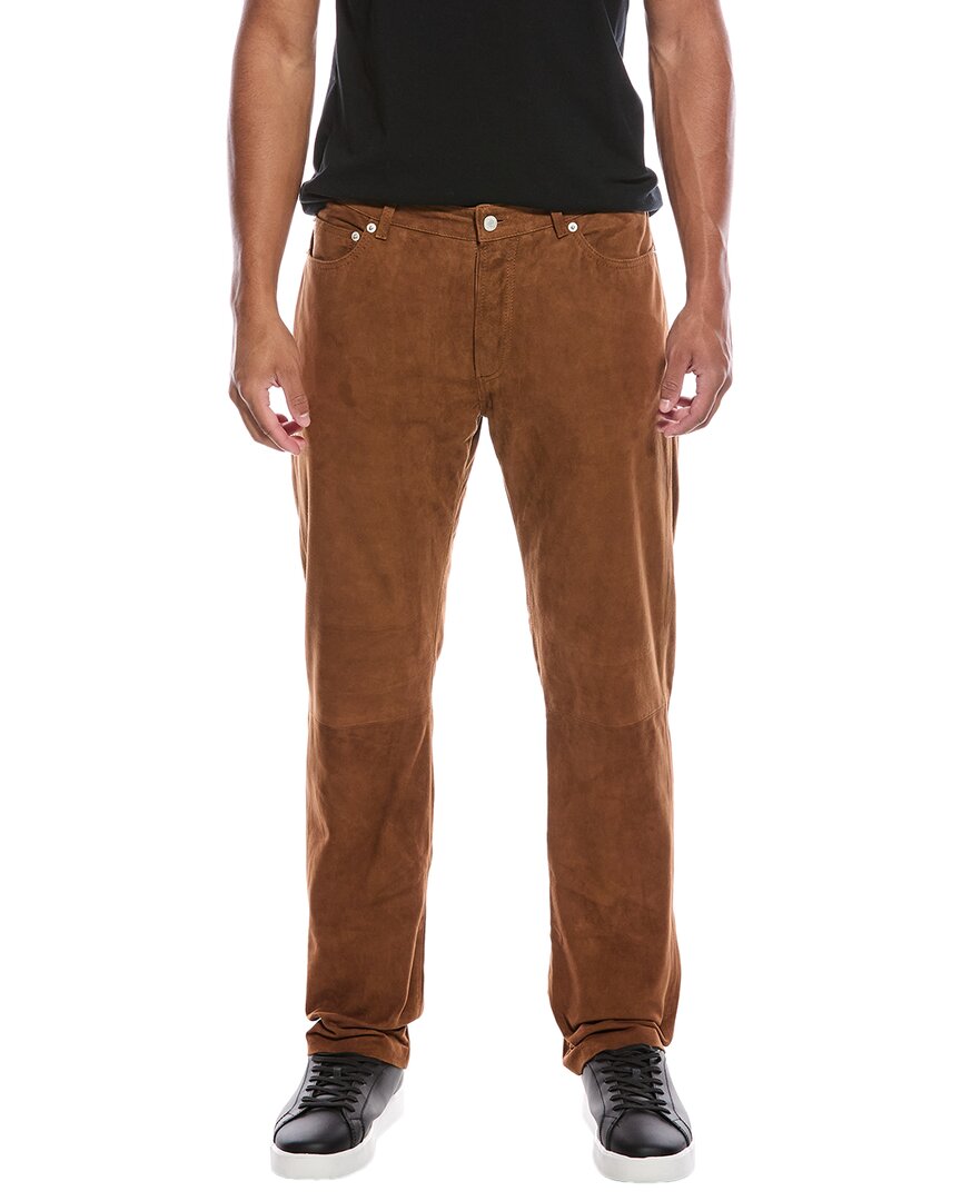 Officine Generale James Goat Suede Pant In Brown