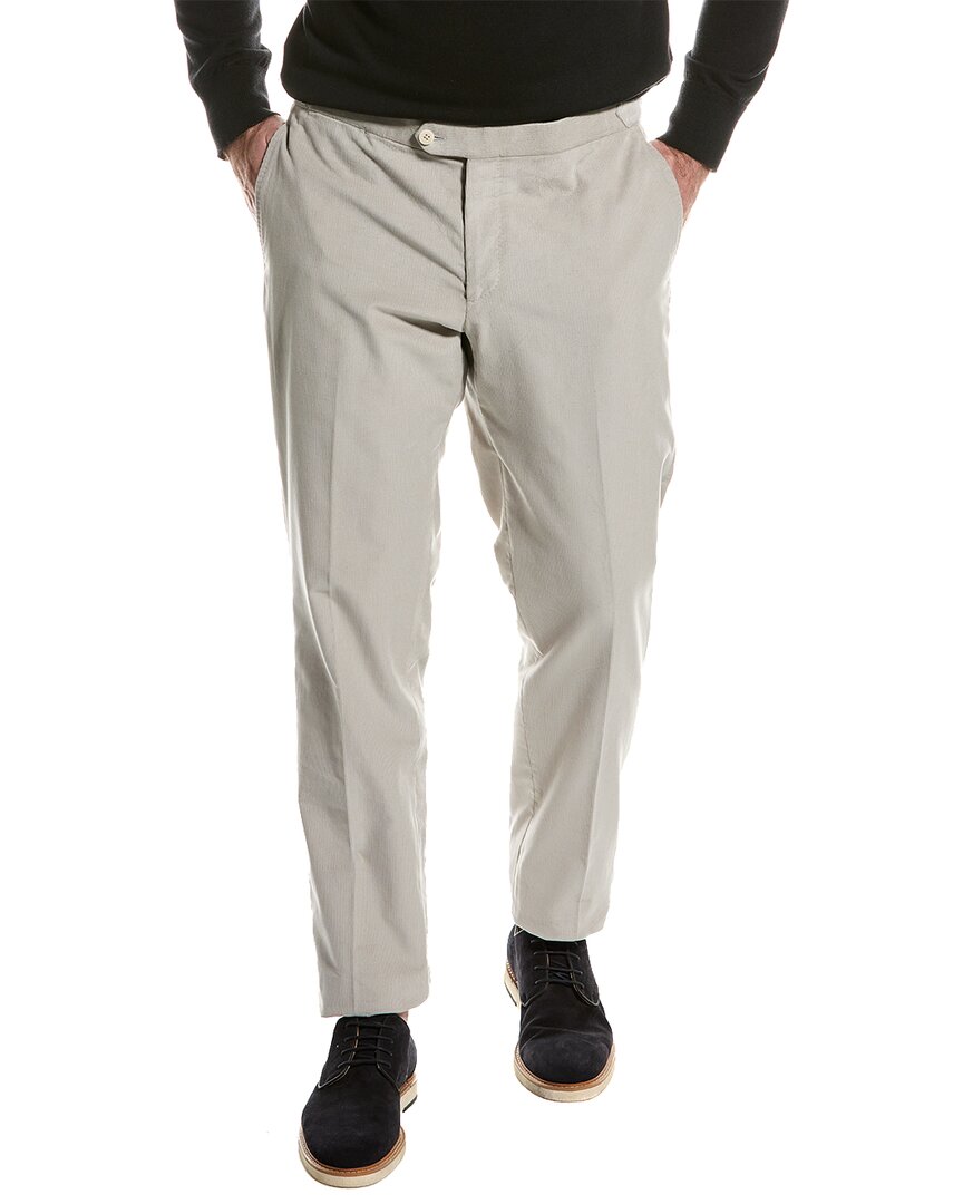 Isaia Corduroy Slim Trousers In Grey
