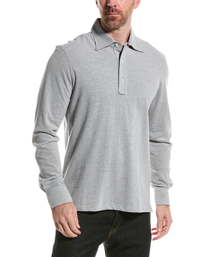 Shop Isaia Pique Polo Shirt In Grey