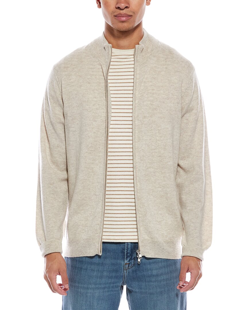 Scott & Scott London Brodie Cashmere Zip Up Wool & Cashmere-blend Funnel Neck Cardigan In Multi