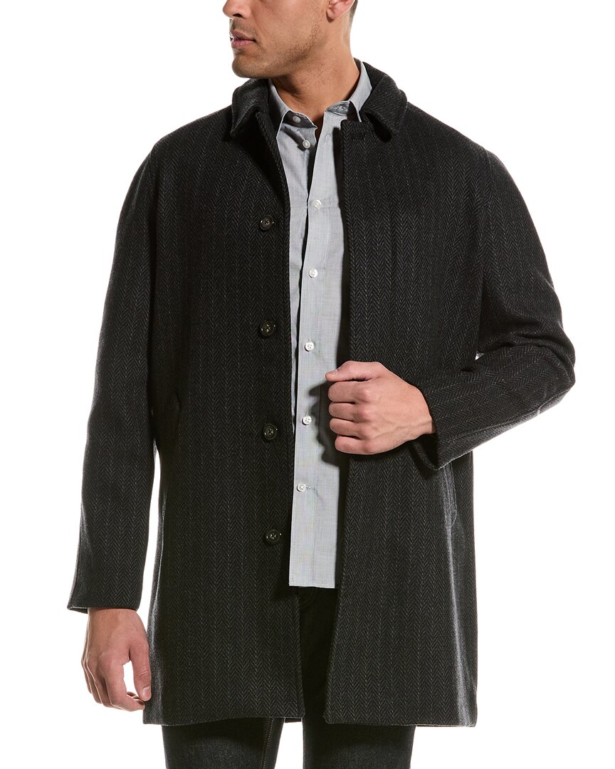 Slate & Stone Herringbone Mac Wool-blend Coat In Grey