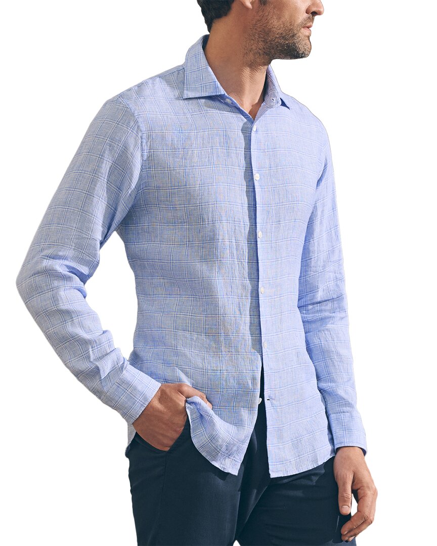 Faherty Reserve Linen Shirt In Blue