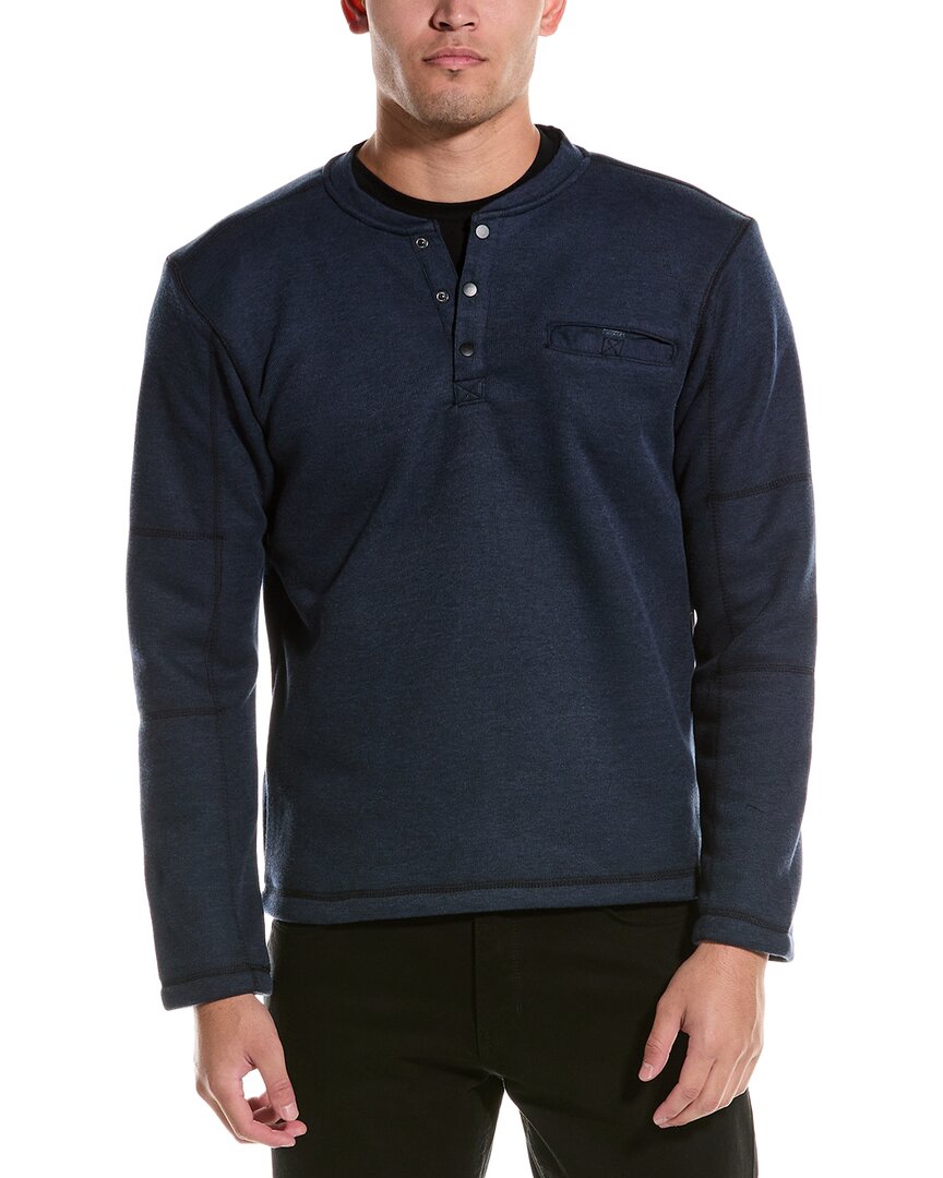 Vintage 1946 1x1 Fleece Bonded Henley In Blue