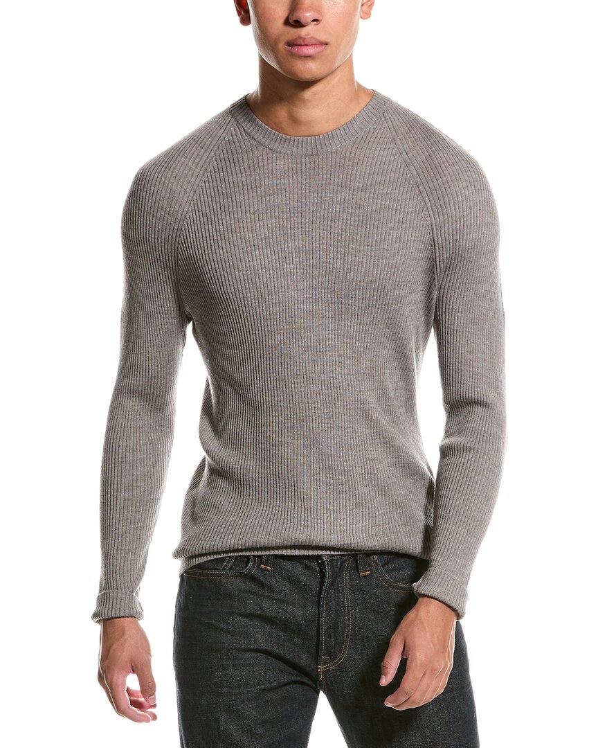 Raffi Raglan Wool-blend Crewneck Sweater In Grey