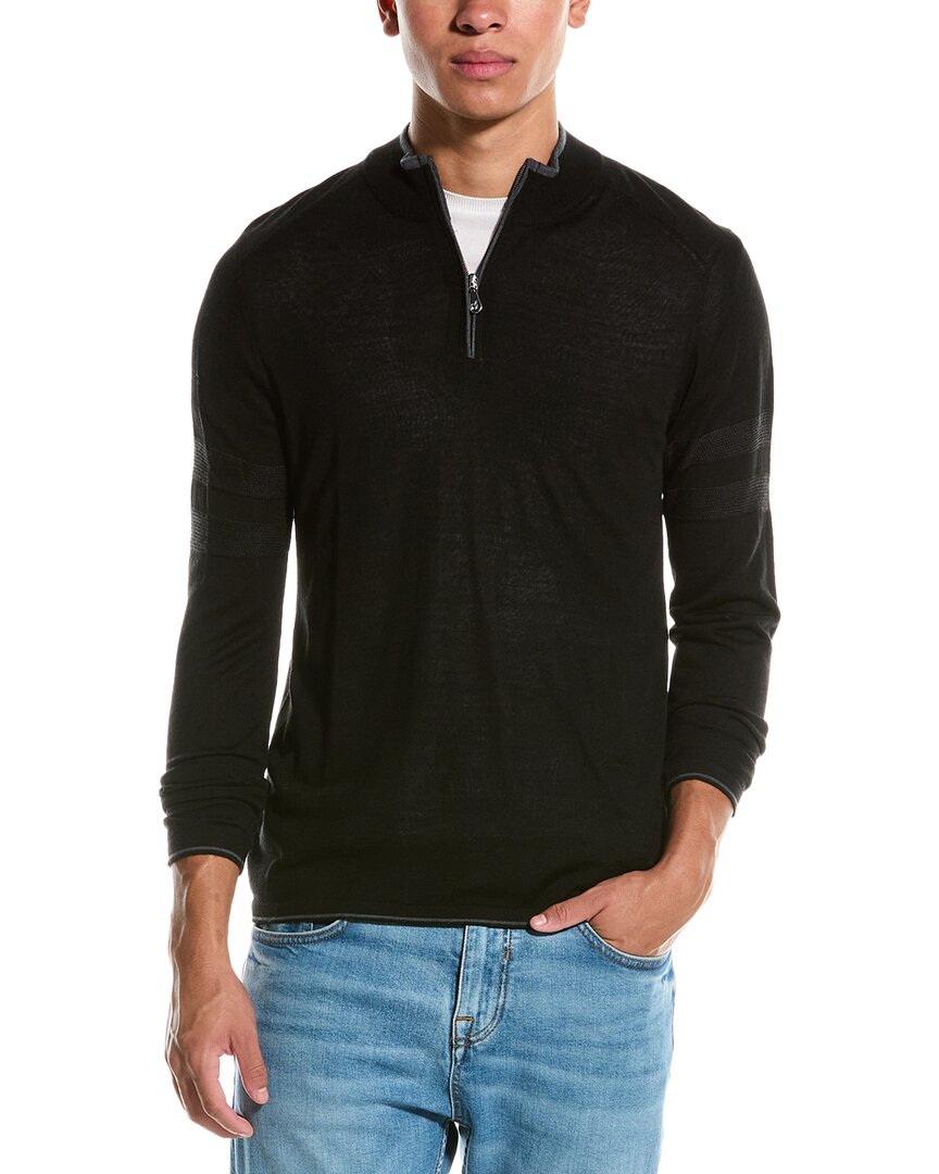 Raffi Wool-blend 1/4-zip Sweater In Black