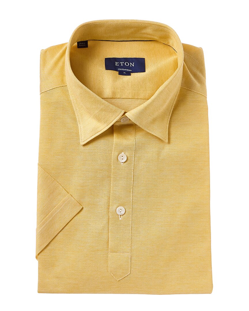 Eton Contemporary Fit Oxford Pique Polo Shirt In Yellow