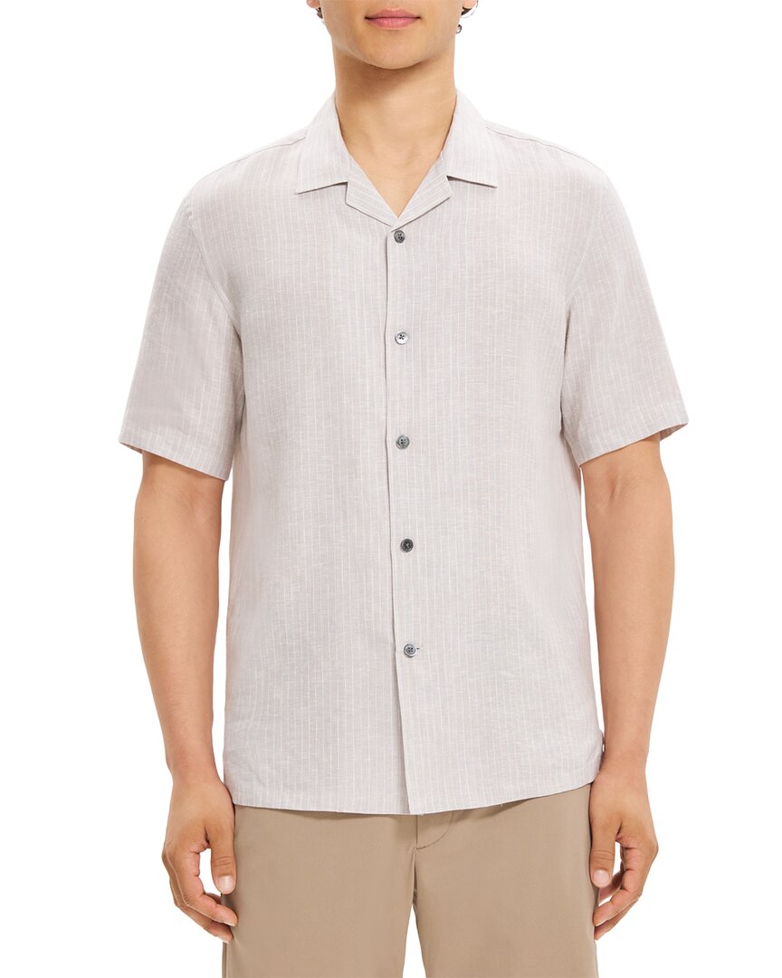 Theory Daze Linen-blend Shirt In Grey
