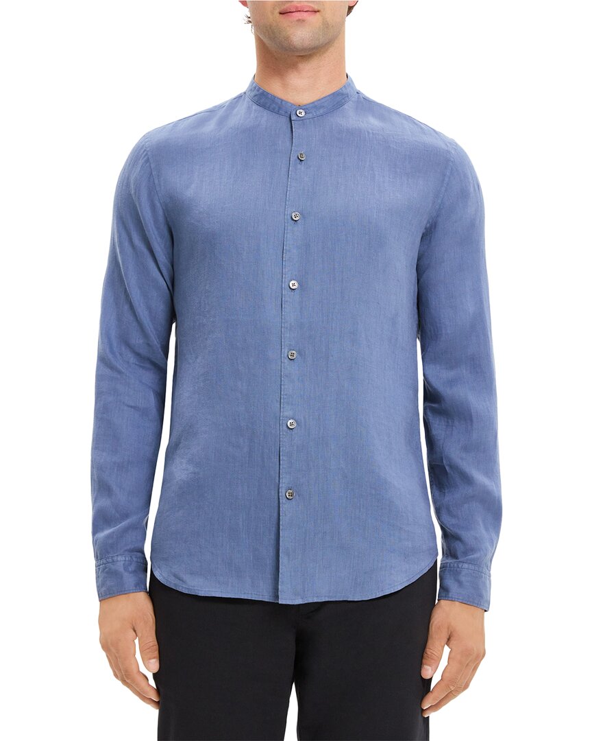 Theory Rammy Linen Shirt In Blue