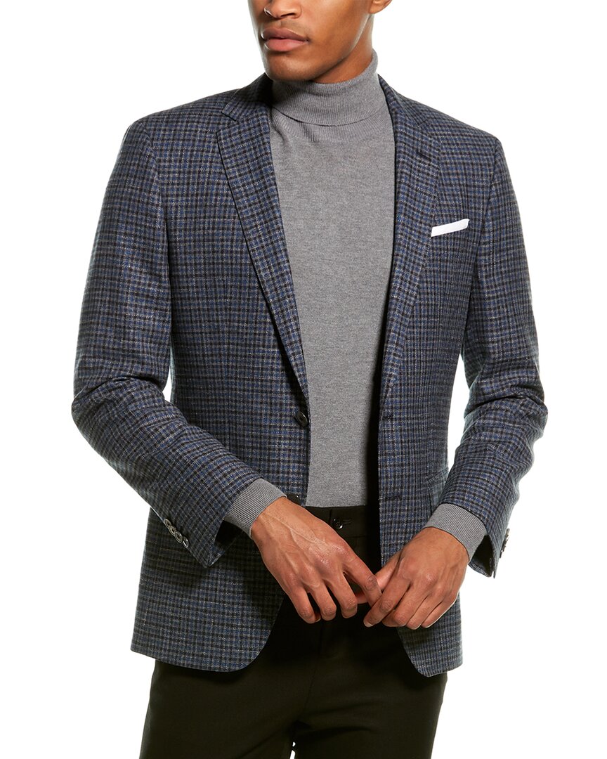 Shop Hugo Boss Boss  Hutson Wool & Linen-blend Jacket In Blue