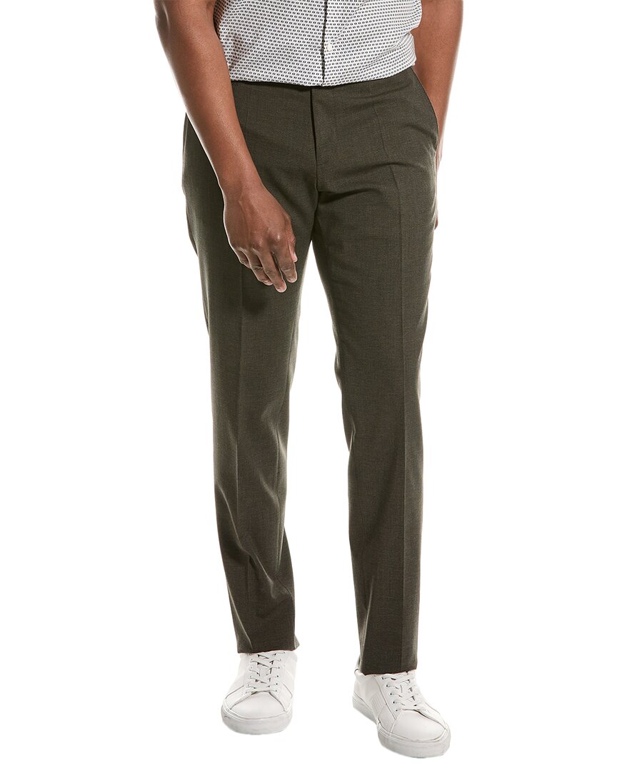Hugo Boss Slim-fit Trousers In Wool Poplin In Green