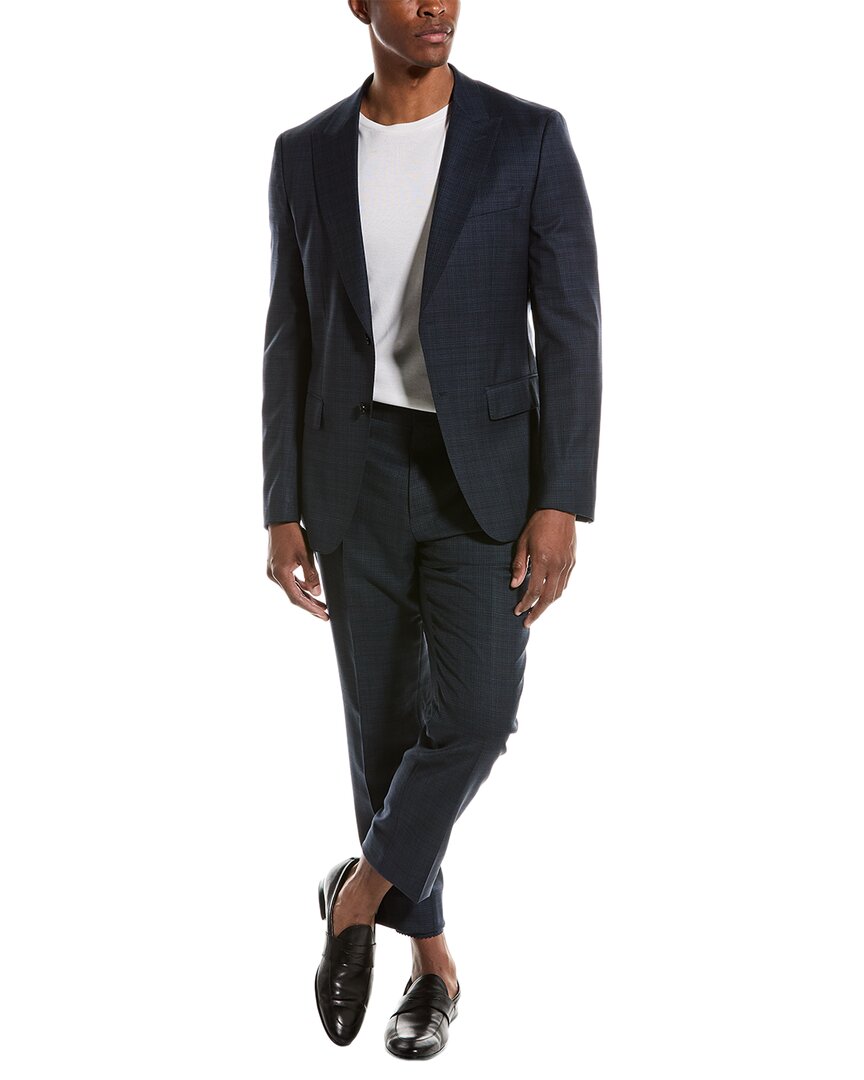 Hugo Boss Boss  Wool-blend Suit With Flat Front Pant In Blue