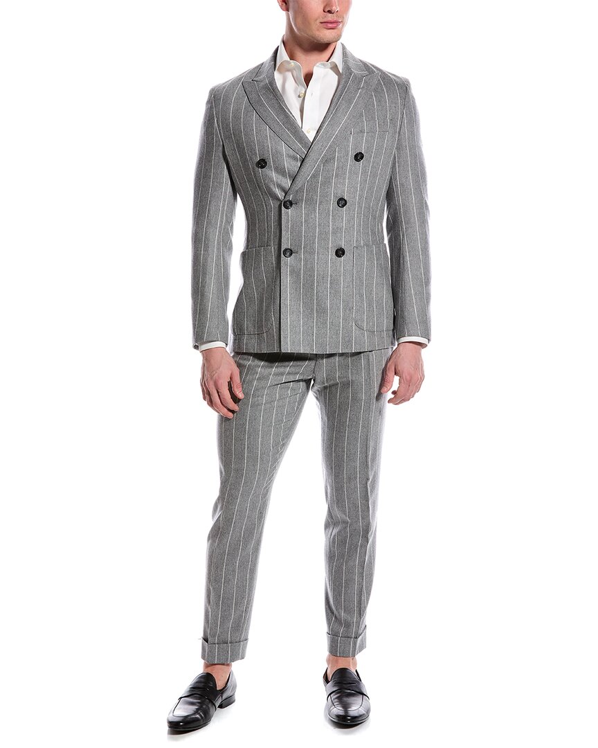 Shop Hugo Boss Boss  2pc Slim Fit Wool-blend Suit In Grey