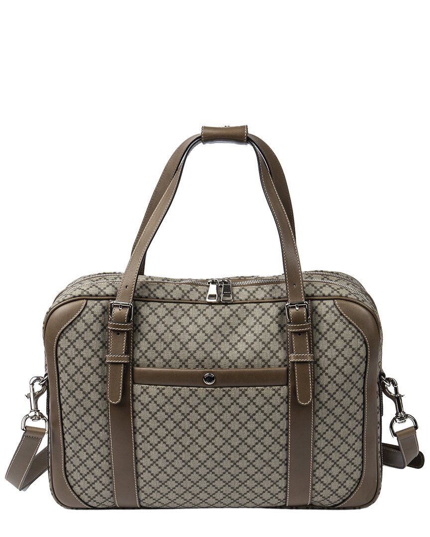 Pre-owned Gucci Beige/brown Diamante Canvas Carry-on Weekender (authentic Pre-loved)