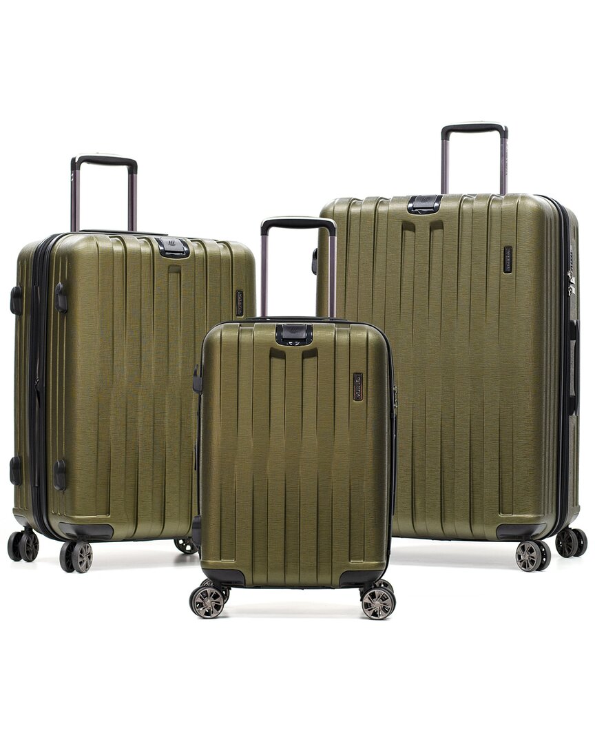 Olympia Usa Sidewinder 3pc Expandable Luggage Set In Green