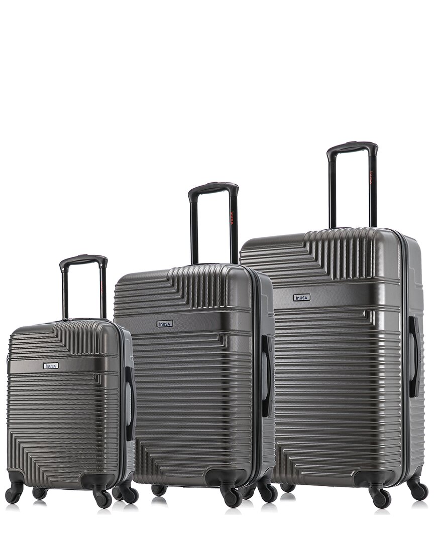 Inusa Resilience Lightweight Hardside Spinner 3 Piece Set In Grey