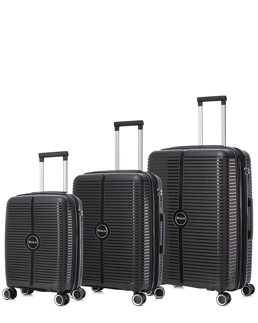 Bronco Polo Sky 3pc Expandable Luggage Set In Black