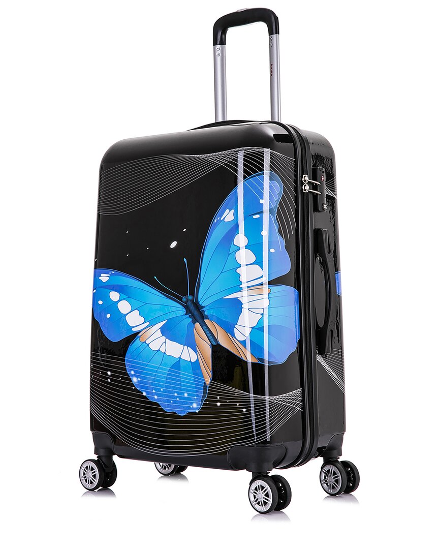Inusa Black Butterfly Prints Hardside Luggage 24in
