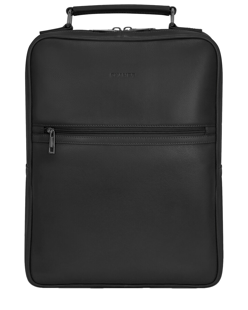 Champs Onyx Leather Compact Backpack In Black